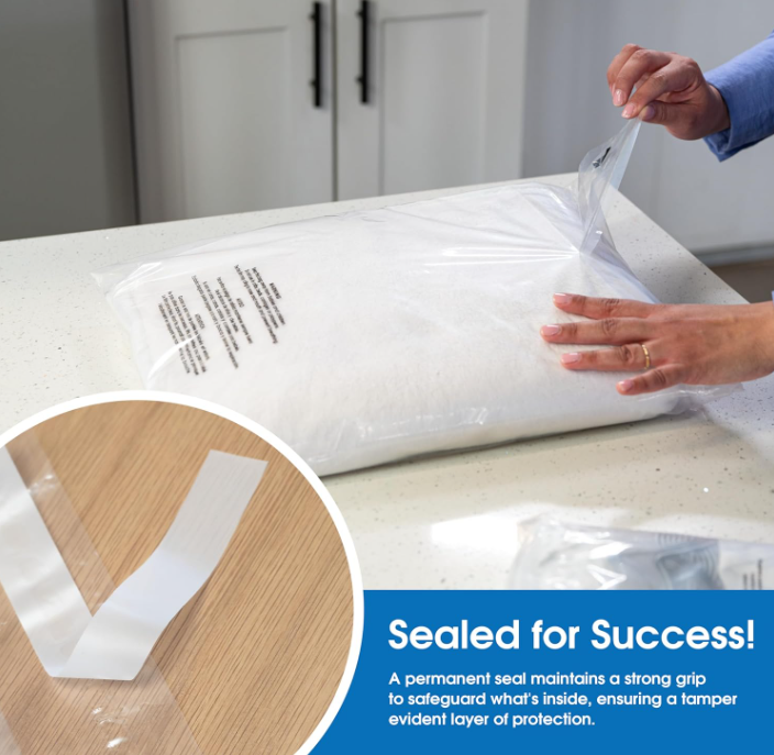 10” X 13” (100 Count) Self Seal Clear Poly Bags with Suffocation Warning for Packaging, T Shirts & FBA - Permanent Adhesive