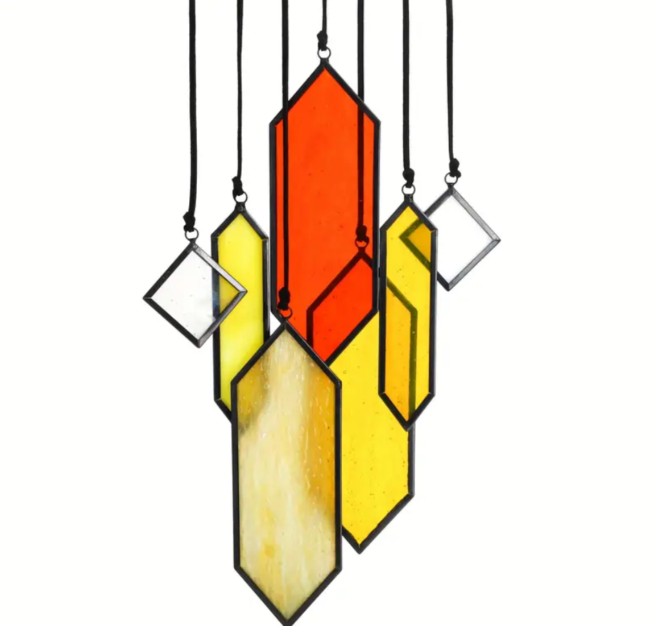 7-Piece Handcrafted Stained Glass Suncatcher Pendants